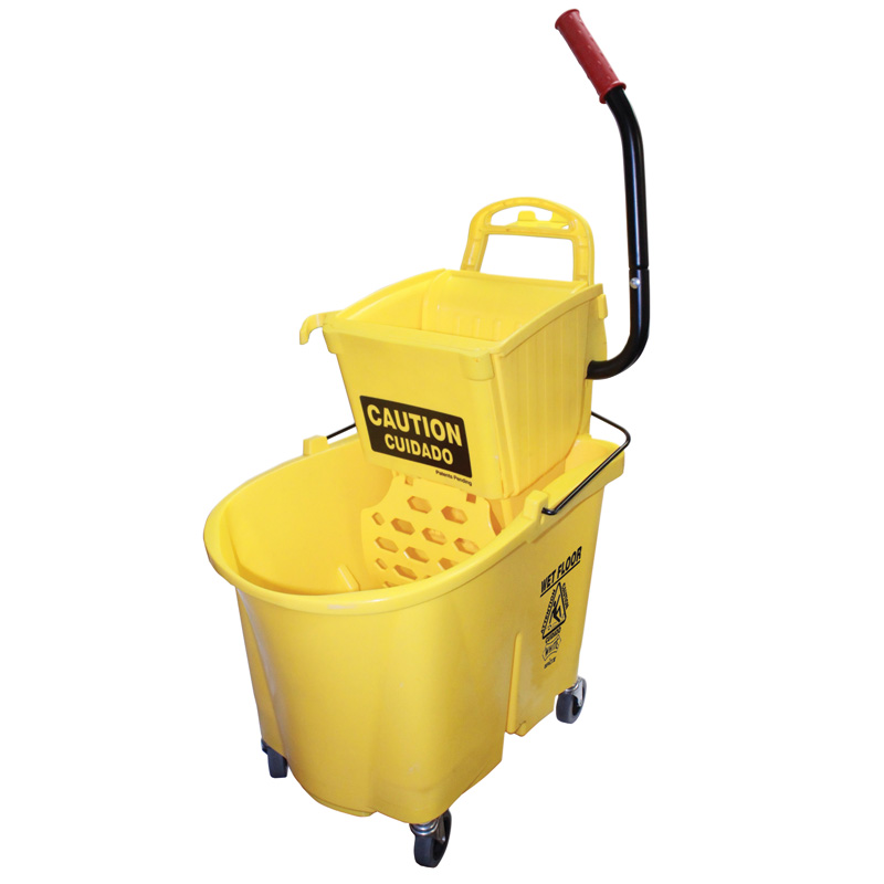 Homcom 6.9 Gallon Mop Water Bucket Wringer Cart With Easy To Use Side Press  Wringer, Smooth Wheels, Mop-handle Holder : Target