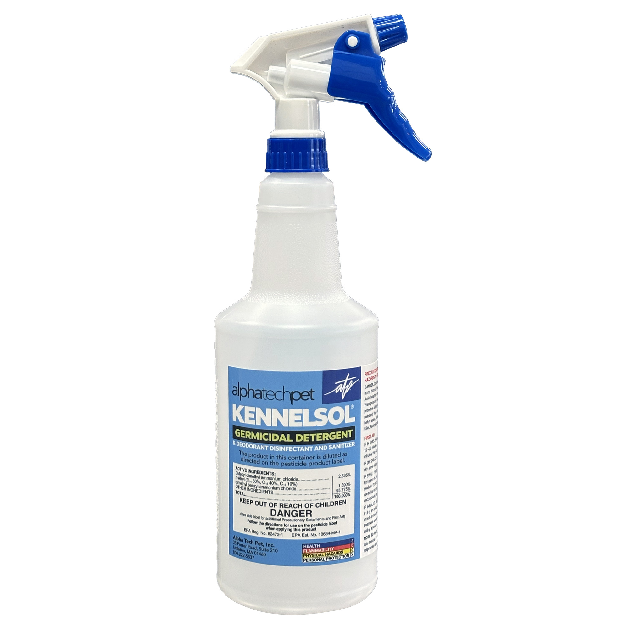 32 oz. Empty Spray Bottle with Sprayer - KennelSol Label - 6/case