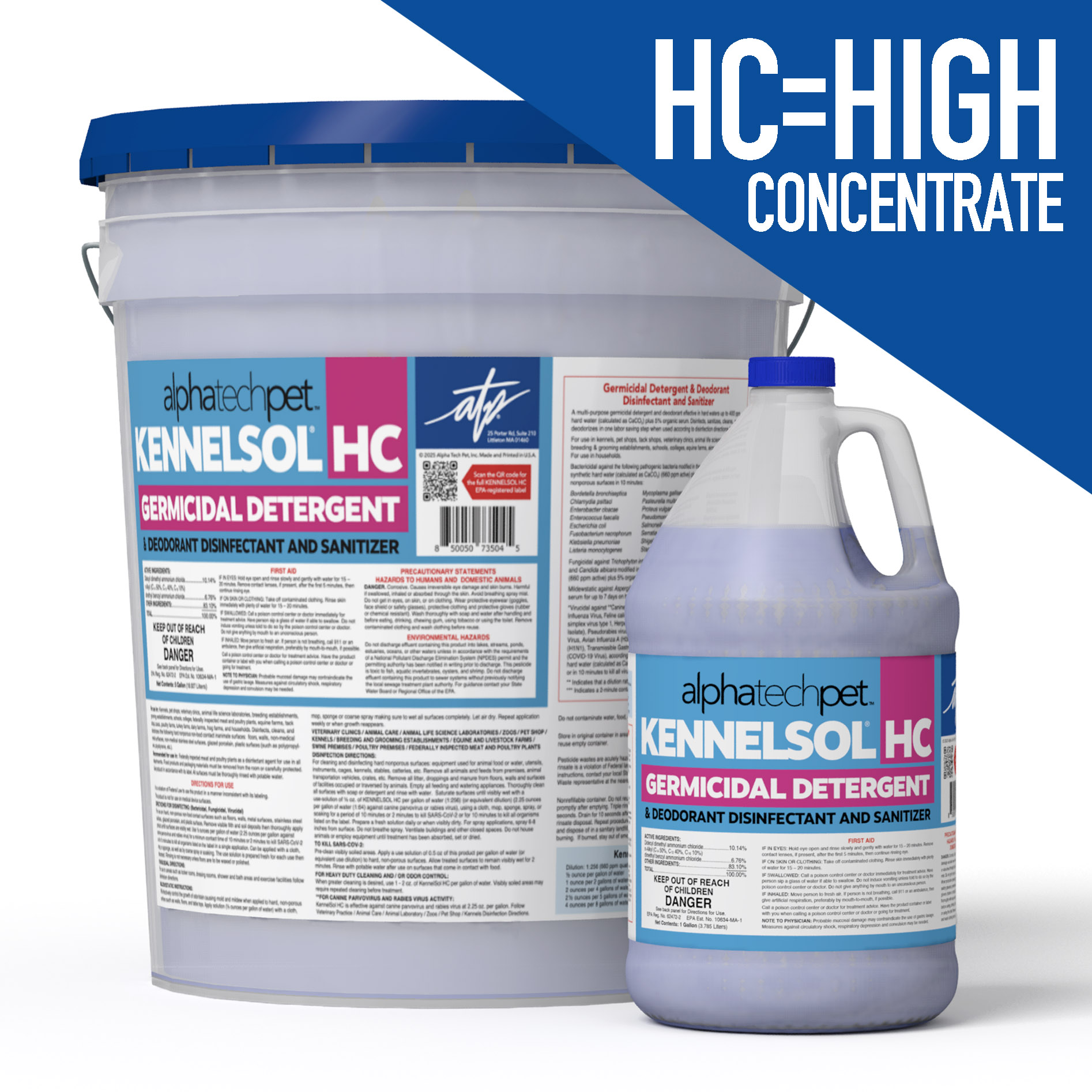 KennelSol HC Germicidal Cleaner & Disinfectant - High Concentrate - 1 & 5 Gallon