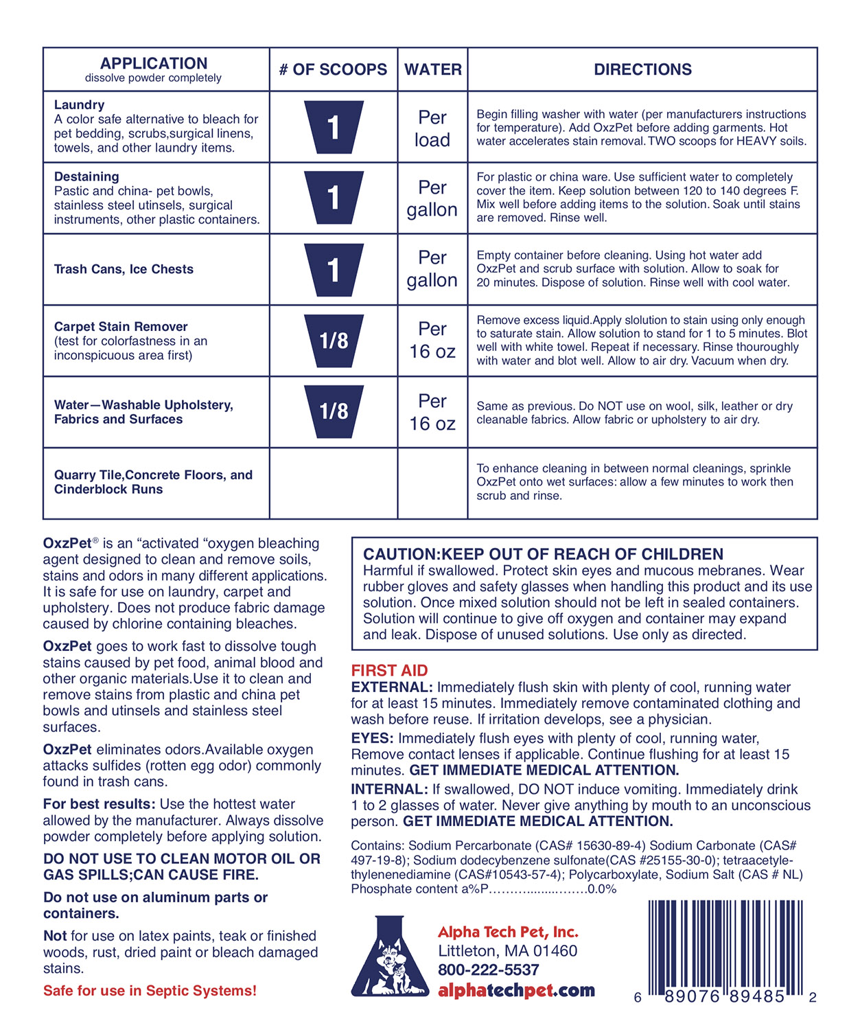 OxzPet back label